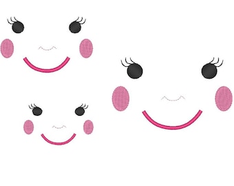 Doll Face embroidery file 3 sizes INSTANT DOWNLOAD 4 X 4 EMBROIDERY