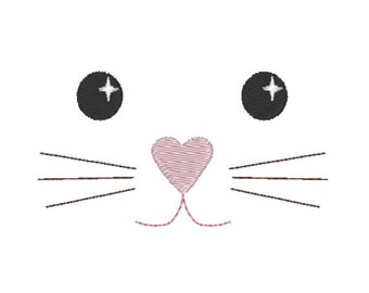 CAT / BUUNY Doll face machine embroidery design instant download 4 x 4 hoop- 3 sizes