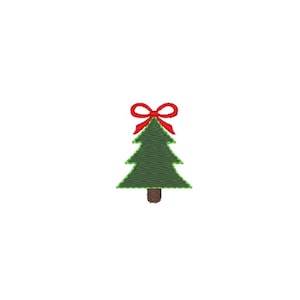 Minikerstboom met strik 4 x 4 hoepels 3 maten machineborduurwerk INSTANT DOWNLOAD