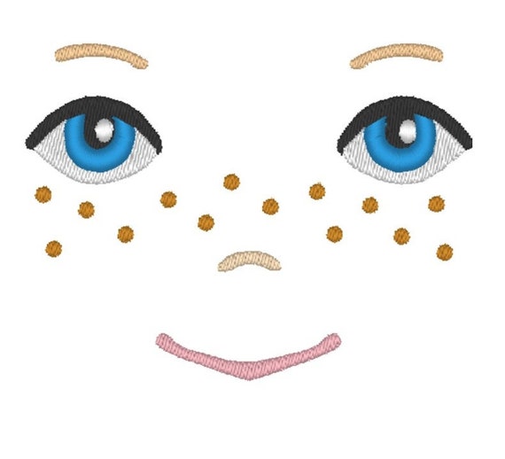 Doll Face with freckles embroidery file 3 sizes INSTANT DOWNLOAD 4 X 4 hoop EMBROIDERY file