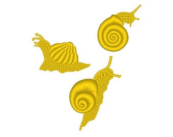 Gold Work snail embroidery  set of 3 individual designs machine embroidery file 4 x 4 hoop instant download