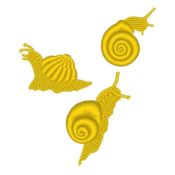 Gold Work snail embroidery  set of 3 individual designs machine embroidery file 4 x 4 hoop instant download