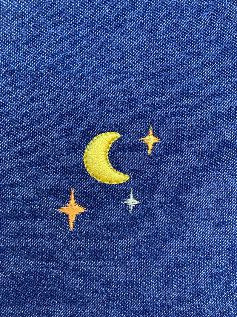 Tiny moon and stars embroidery file INSTANT DOWNLOAD 4 x 4 | Etsy