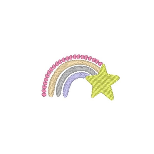 Rainbow with a star EMBROIDERY FILE instant download 4 X 4 HOOP  5 sizes , mini rainbow with a star