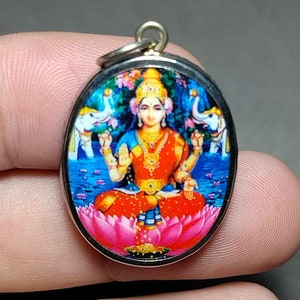 Colgante hindú, collar de cuerda, Lakshmi, Laxmi, diosa de la riqueza, la fortuna, el poder, la belleza, la fertilidad, la prosperidad, amuleto antiguo, envío gratuito
