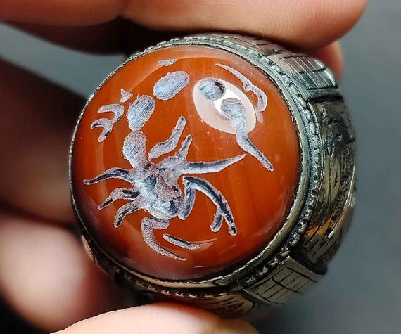 Scorpio Zodiac Ring, Signet Ring, Attractive, Aga… - image 2