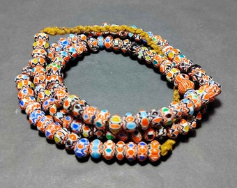 Collier Petit Chevron, Rond Multi couleur, Vénitien Africain, Perles de Verre vintage, NL230328, Amulette Antique, Livraison Gratuite