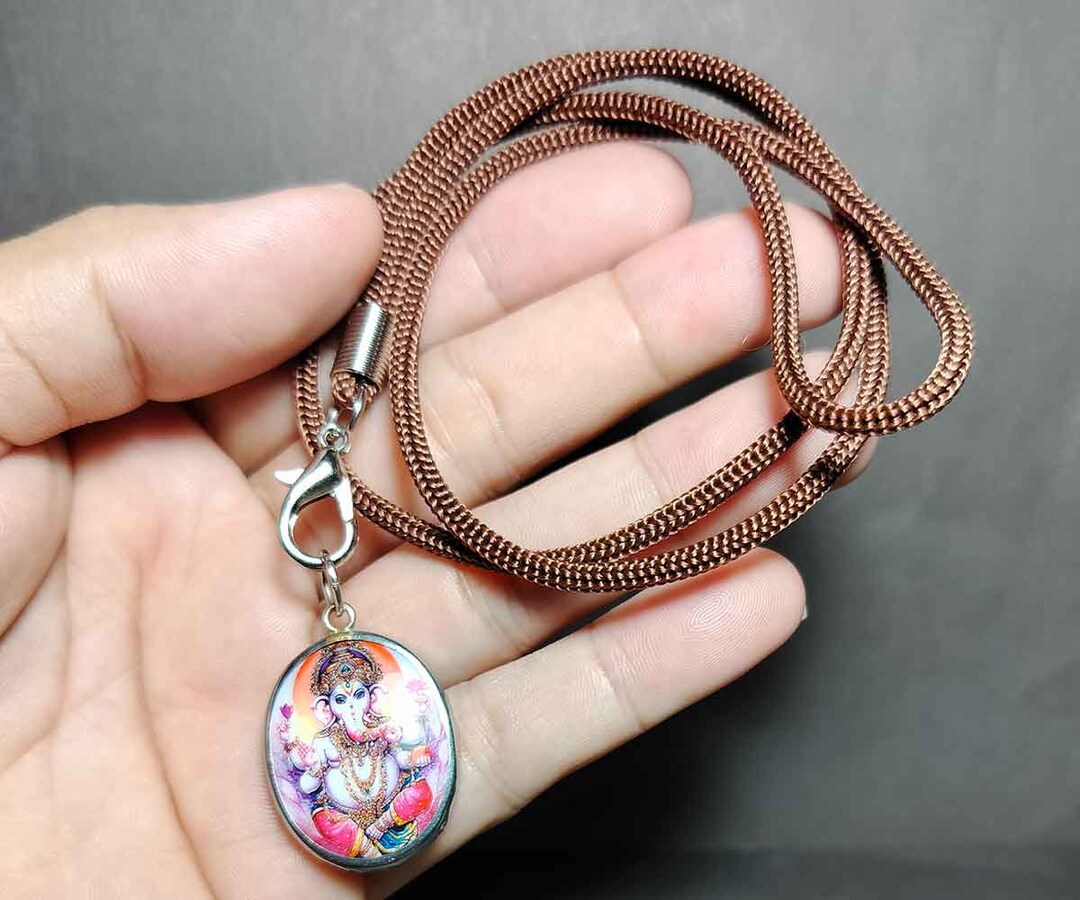 Hindu Pendant, Rope Necklace, Ganesha, Ganesh, Ganapati, Vinayaka, God of Success Wisdom, Good