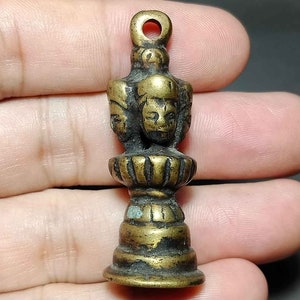 Colecionável, Himalaia, Tibetano, Único Raro, Latão Antigo, Selo de Selo, Símbolo, Roda do Dharma, Mantra Sagrado, Amuleto Antigo, Frete Grátis