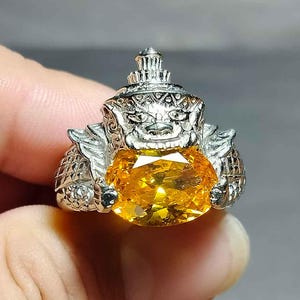 Pierścień Tajski Amulet, Piękny, Rahu Om Jun, Rahu Surya Chandra, Ochrona, Powodzenia, Bogaty Sukces Pieniężny, RA250206, Amulet Antyczny, Darmowa Wysyłka