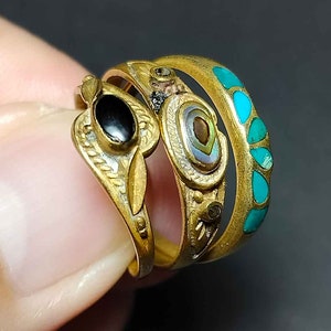 Ringset i brons i vintagestil, samlarringar för barn, storlek 6,5-6,75