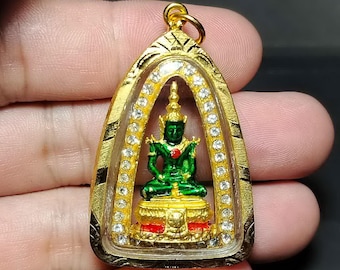 Emerald Buddha Thai Amulet Pendant, Good Business, Protection