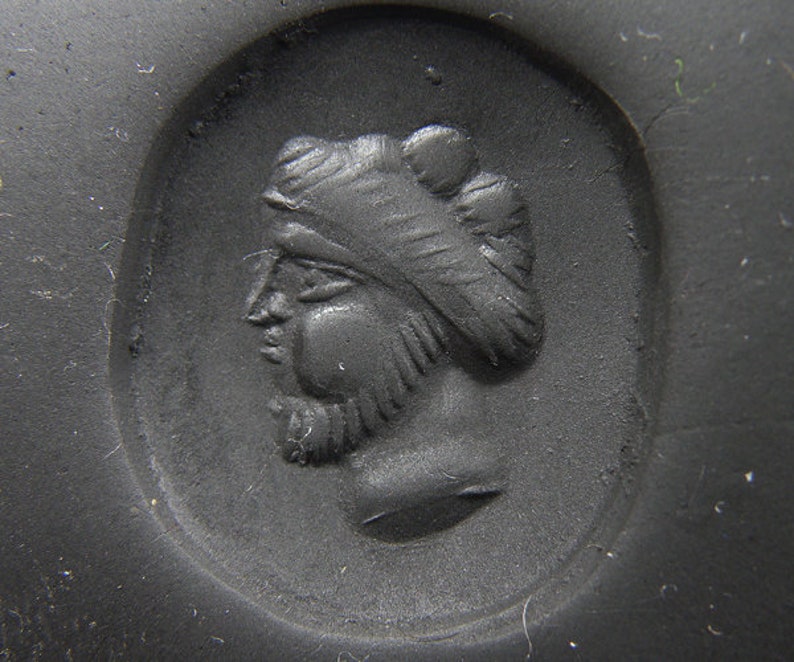 Near Eastern Old Crystal Rock Stone Intaglio Arab Turban Stamp Seal Wax Dome Bead BE637