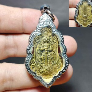 タイのお守りペンダント、巨大、タイアート、タオ ウェスワン、危険から守る、守る、金運アップ、PD240306、お守りアンティーク、送料無料