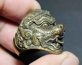 Thai Amulet Ring, Art Thai, Beautiful Ring, &quot;Ramakien&quot; &quot;Hanuman&quot;, Monkey Face, Men Ring, Fierce, Formidable, Amulet Antique, Free Shipping