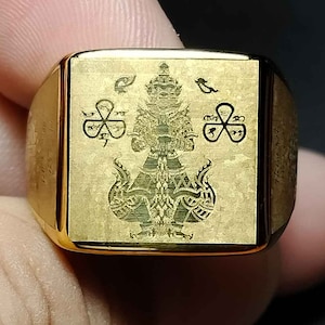 Thaise amuletring, Beautiful, Thao Wessuwan, gigantische demonen, God of Wealth, bescherming, unisex ring, RA240503, gratis verzending