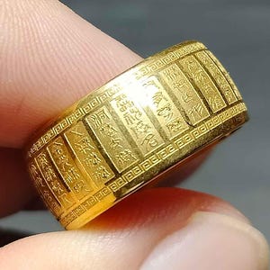 Amuletring, geluksring, Chinees karaktergebed, bodhisattva-gebed Yantra, bescherming, succes, uniseks ring, RA250602, gratis verzending