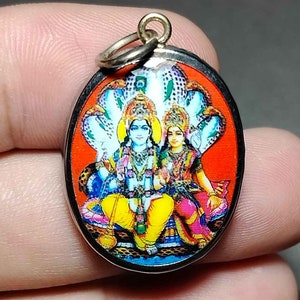 Pingente Hindu, Colar de Corda, Lord Vishnu, Maa Laxmi, Lakshmi, Deusa Hindu, Ohm, Proteger, Rico, Sucesso, Amuleto Antigo, Frete Grátis