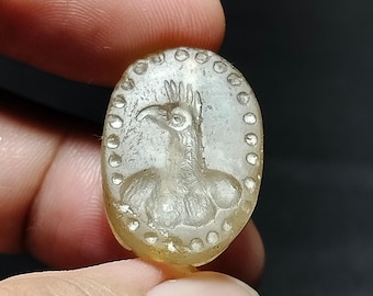 Cuenta de escarabajo de cristal tallado, dios Horus, halcones, sellos grecorromanos, amuleto de la buena suerte