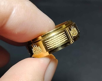 Thai Amulet Ring, Beautiful, The 5-Row Yantra, Popular Yantras in Thailand, Fortune, Protection, Peace, Unisex Ring, RA250301, Free Shipping