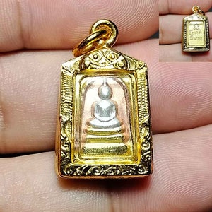 Thai Amulet Pendant, Miniature, Phra Somdej, Talisman, Gift For Children, Protection, Good Luck, Fortune, Amulet Antique, Free Rope Necklace