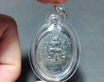 Thai Hanuman Coin Amulet Pendant, Luang Pu Maha Sila, Good Luck