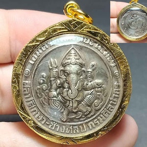 Thai Amulet Pendant, Good Luck, Successful, Buddha, Hindu, Om Ganpati, Ganesh, Lord Ganesha, Twelve Zodiac,  Free Shipping