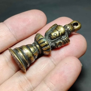 Colecionável, Himalaia, Selo Tibetano, Único Raro, Latão Antigo, Selo de Selo, Símbolo, O Guarda-sol, Mantra Sagrado, Amuleto Antigo, Frete Grátis
