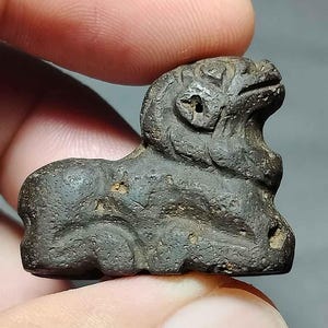 Collection, Unique rare, Capricorne, Style romain, sculpté, Miniature, pierre noire, perle de statue de chèvre, BC250625, amulette antique, livraison gratuite
