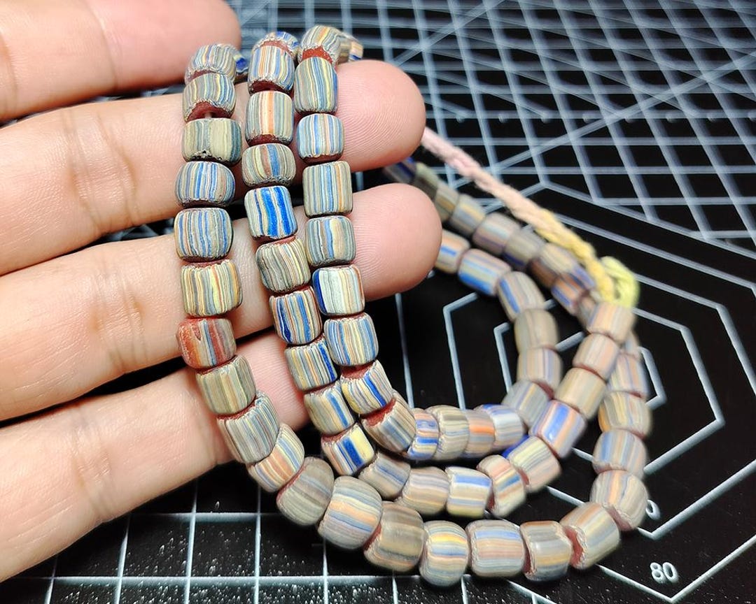 South East Asian, Rainbow, Mosaic Color Striped, Vintage Glass