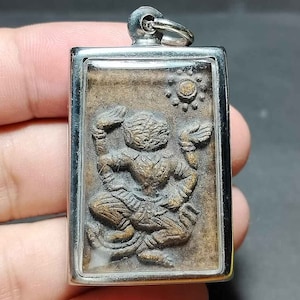Thai Amulet Pendant, Hanuman, King Monkey, Yawning As Stars For Moon, Money, Lucky, Rich, Success, PD231203, Free Shipping