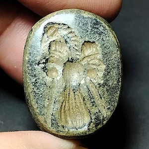 Verzamelobject, kunst, koepelkraal, Romeinse stijl, oude zwarte steen, diepdruk, krijger, vogel, zegellak, BC240312, gratis verzending