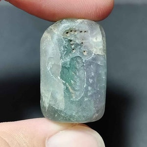 Da collezione, timbro sigillo, unico raro, cristallo di fluorite verde pastello, intaglio, sasanide, re Persia, BC230749, amuleto antico, spedizione gratuita