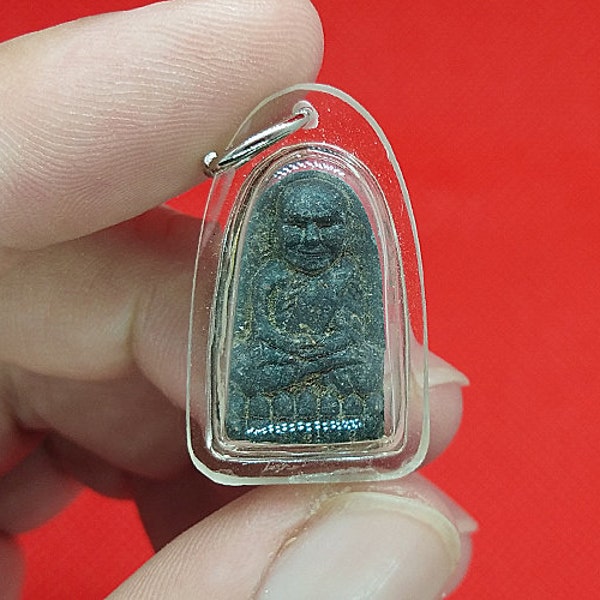 Genuine, Thai Amulet Pendant, Buddha Lp, Luang Phor Tuad, Sacred Famous Monk, Good Luck, SB175, Amulet Antique, Free Shipping