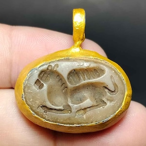 Kolekcjonerski, Powodzenia, Niesamowity, Talizman Amulet, Afgański Wisiorek, Intaglio Pegaz, Pozłacany, PD221201, Darmowa Wysyłka