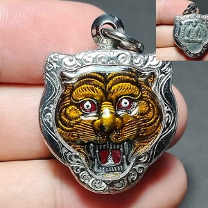 小さなペンダント、タイのお守りペンダント、虎の顔、タイの芸術、仏陀の力、LPパーン、幸運、威信、素晴らしい、PD230303、送料無料