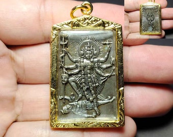 Thai Amulett Anhänger, Hindu Anhänger, Mae Kali Göttin des Todes, Der Dreizack von Mahathep, Gemahlin Shiva, Macht beseitigt Okkult, kostenloser Versand