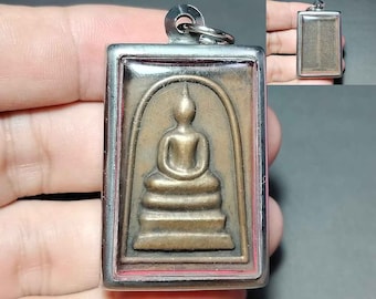 Phra Somdej Buddha Amulet Pendant, Thai Incantation, Good Luck