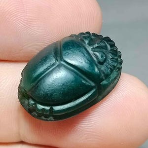 Kolekcjonerski, Amulet Koralik, Powodzenia, Niesamowity, Talizman, Zielony Kamień, Agat, Rzeźbiony Skarabeusz, Chrząszcz, BC250613, Amulet Antyczny, Darmowa Wysyłka