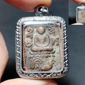 Tajski wisiorek amulet, piękny, wyjątkowy, Luang Phor, LP Parn, jazda na kurczaku, ochrona, miłosierdzie, wielki, szczęście, sukces, PD250334, bezpłatna wysyłka
