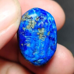 Coleccionable, Cuenta de cúpula, Zodíaco de Acuario, Estilo romano, Lapislázuli, Intaglio, Hombre llevando olla, Amuleto antiguo, Envío gratis, BC230412