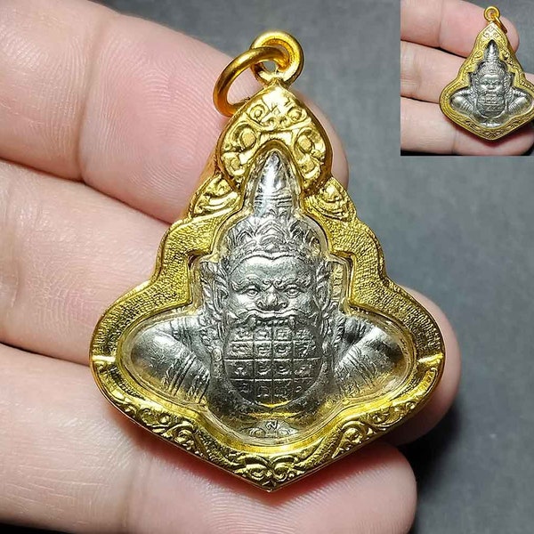 Thai Amulet Pendant, Giant, Rahu Om Jun Moon, Luang Pho Sothon, Protect, Good Luck, Rich Money Success,PD231006,Amulet Antique,Free Shipping