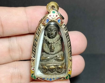 Thai Amulet Pendant, Phra Kring, Behind, Old Talisman, Success, Good Luck, Bronze Statue, PAD27, Amulet Antique, Free Shipping