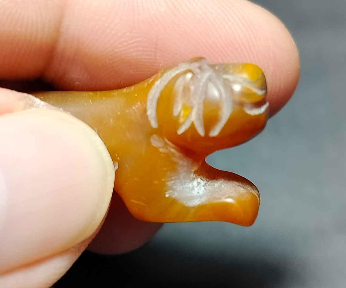 J5【used】パキスタン ラクダー 本掘り 華台 植物 工芸品 Collectible, Pyu Culture Style, Burmese, Miniature