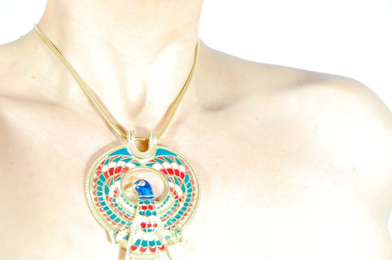 Vintage Colorful Golden Egyptian Eagle Motif Penda