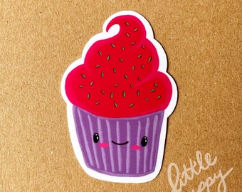 Cupcake Vinyl Sticker, Happy Food Decal
