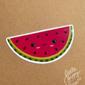 Cute kawaii watermelon glossy, vinyl sticker for your water bottle, laptop, phone case, sketchbook, journal, etc.