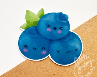 Kawaii Blueberry Group Glossy Vinyl Sticker