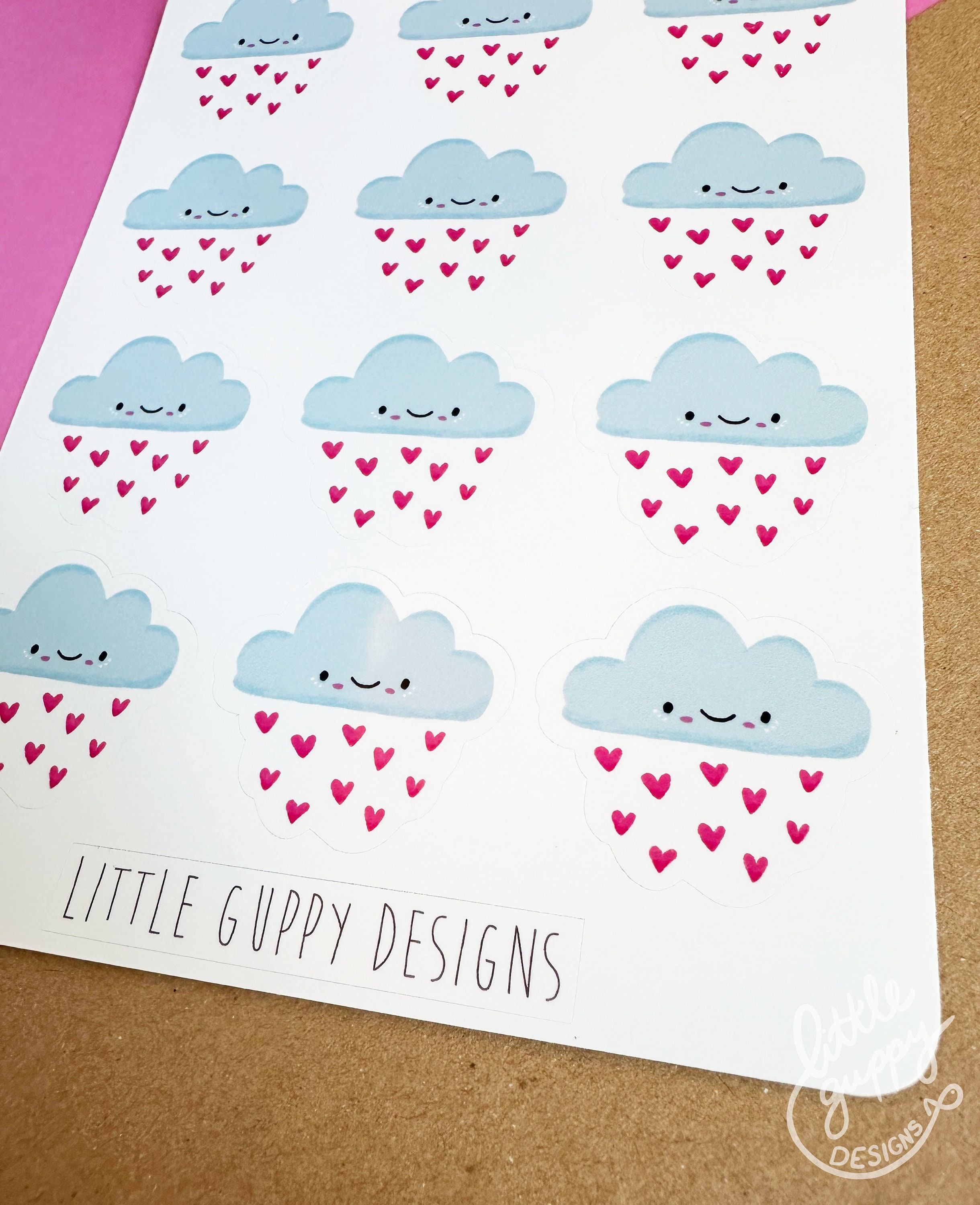 Happy Kawaii Cloud Glossy Sticker Sheet - Journal Stickers - Planner ...