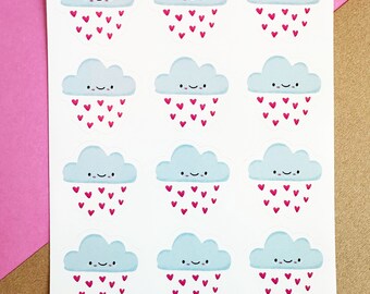 Happy kawaii cloud glossy sticker sheet - Journal stickers - Planner stickers